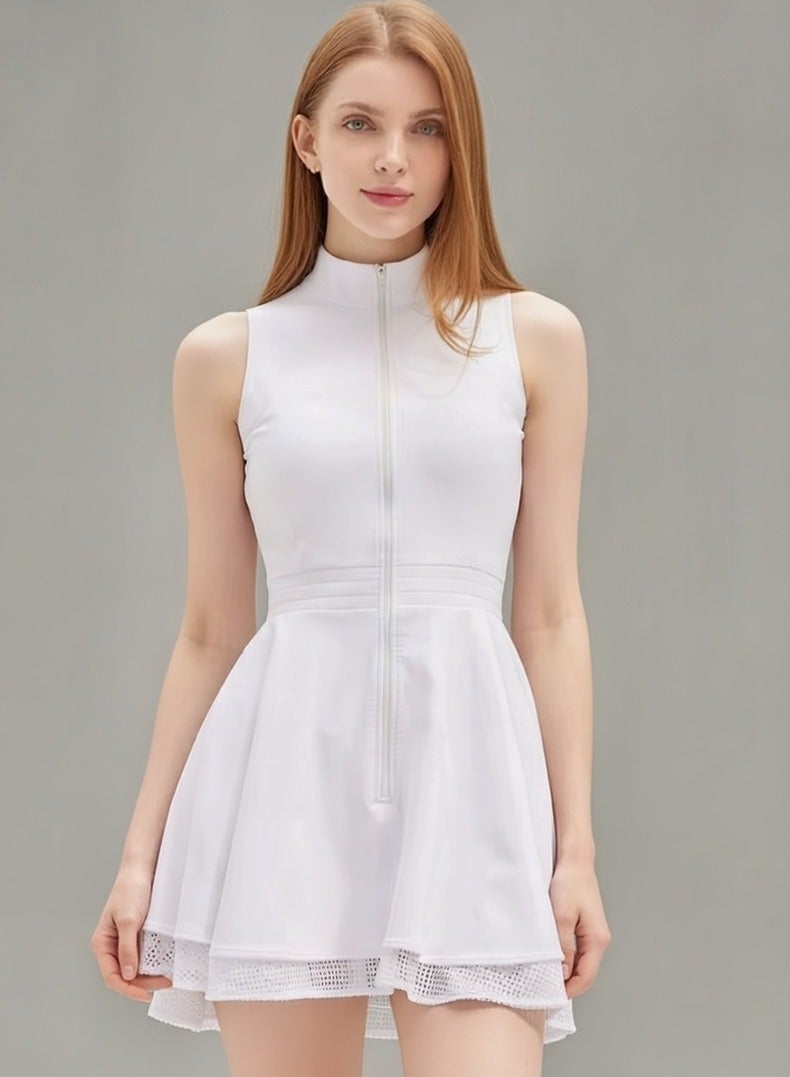 SVL Padel & Tennis Dress with Built-in Shorts - White - SVL - Image 4